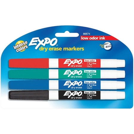 EXPO Dry-erase Markers, Fine Point, Nontoxic, 4/ST, Assorted PK SAN86674K